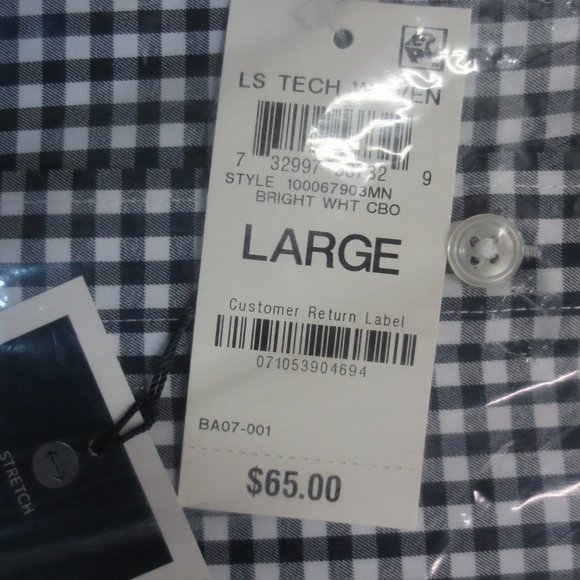 Clubroom Mens Navy Gingham Collared Classic Fit Stretch Dress Shirt - Large - Picture 2 of 3